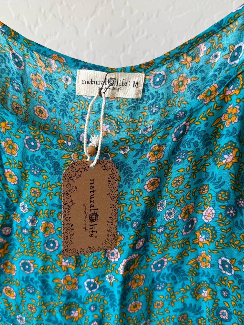 Natural Life Zoe Teal Floral Wide Leg Boho Jumpsuit NWT - Picture 8 of 10